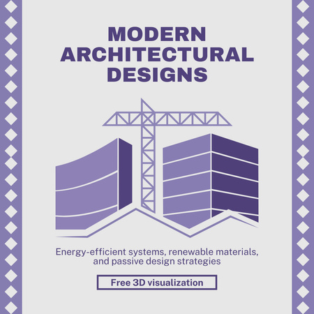 Promoção de projetos arquitetônicos modernos com construção Instagram Modelo de Design