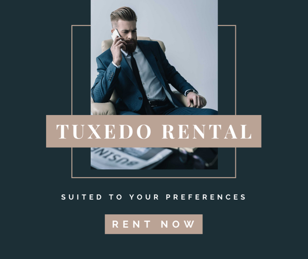 Elegant Man for Rental Tuxedos Blue Facebook – шаблон для дизайна