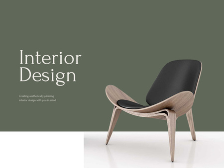 Designvorlage Interior Design Offer with Stylish Modern Chair für Presentation
