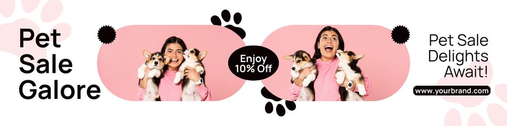 Pet Sale Galore on Pink Twitter Design Template