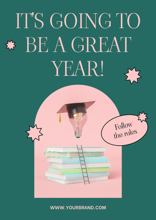 Back to School Announcement With Books Postcard A6 Vertical Design Template