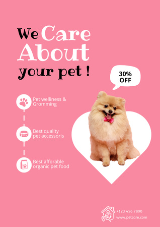 Template di design Pet Shop Ad with Cute Dog Poster A3