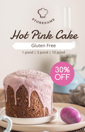 Nabídka bezlepkového horkého růžového dortu Recipe Card Šablona návrhu