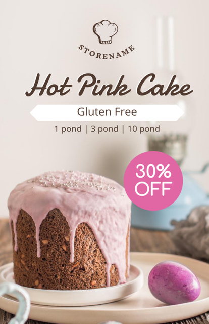 Offer of Gluten Free Hot Pink Cake Recipe Cardデザインテンプレート