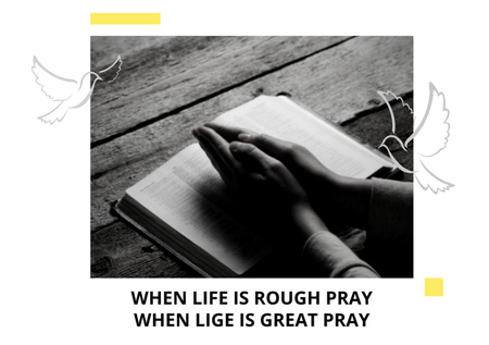 Platilla de diseño Religion Quote About Prayer With Palms Postcard A5