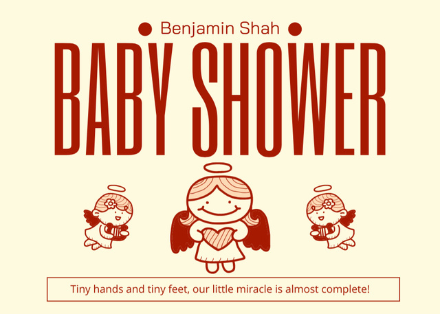 Baby Shower with Cute Angels Postcard 5x7in – шаблон для дизайна