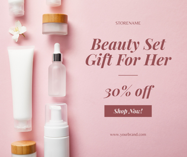 Gift for Her Beauty Set Pink Facebook – шаблон для дизайна