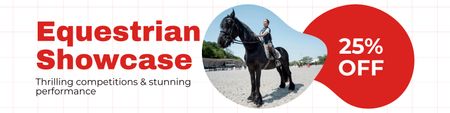 Ontwerpsjabloon van Twitter van Aankondiging van paardencompetitie en showcase met Bay Horse