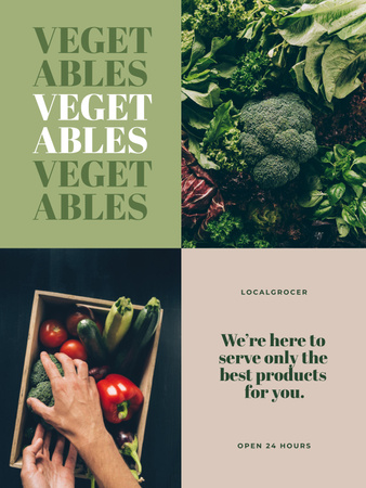 Groceries Store Ad with Vegetables Poster US Design Template