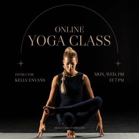 Yoga Class Ad with Woman doing Exercise Instagram Design Template