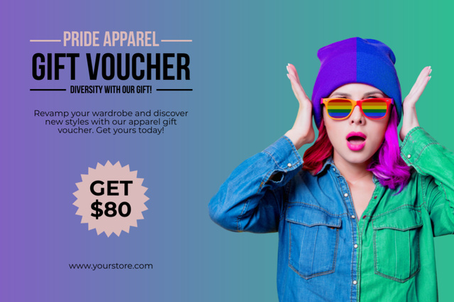 Template di design Gift Card Offer for Pride Apparelle Gift Certificate