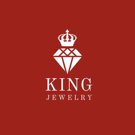 Emblem of Jewelry Shop on Red Logo Design Template