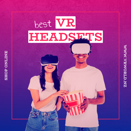 Couple in Virtual Reality Glasses Instagram AD Design Template