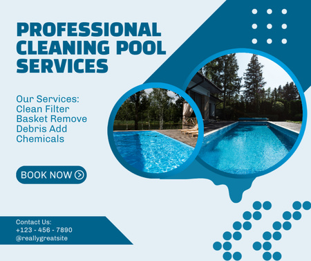 Ontwerpsjabloon van Facebook van Offering Professional Pool Cleaning Services