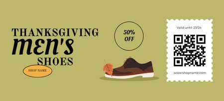 Platilla de diseño Men's Shoes Sale on Thanksgiving Holiday Coupon 3.75x8.25in