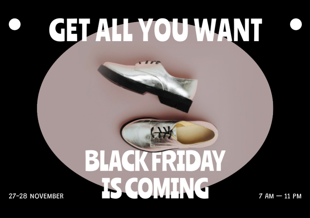 Platilla de diseño Awesome Footwear At Discounted Rates on Black Friday Flyer A5 Horizontal