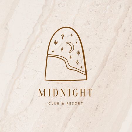 Resort Ad with Night Landscape Illustration Logo Design Template