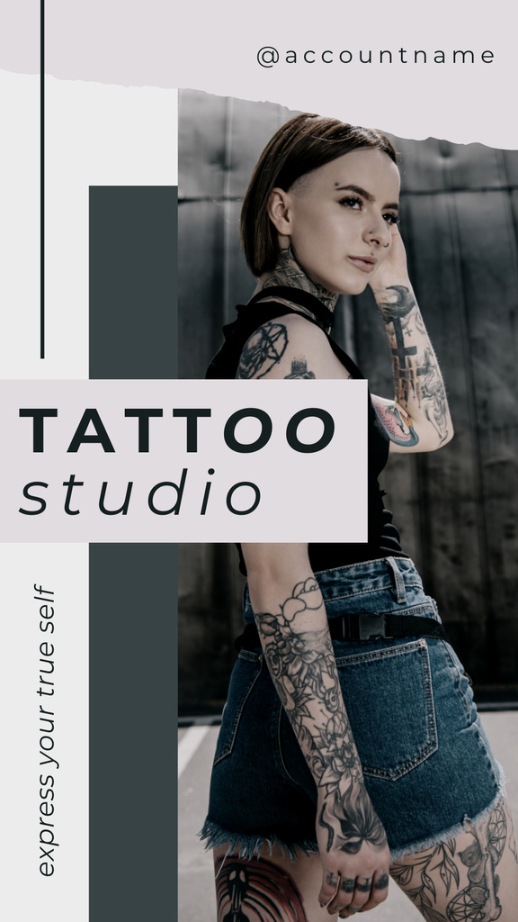 Expressive Design In Tattoo Studio Offer Instagram Story Πρότυπο σχεδίασης