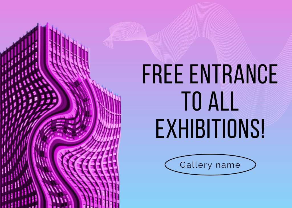 Psychedelic Art Series Exhibition Announcement on Purple Postcard Tasarım Şablonu