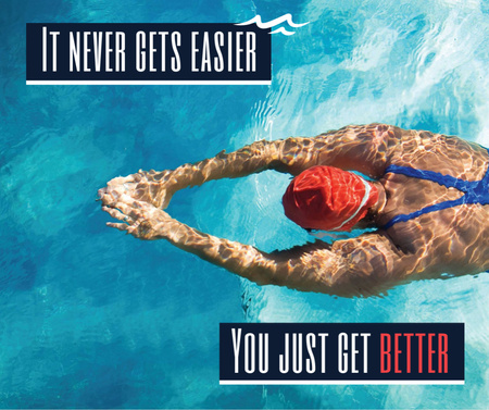 Inspirational Quote with Swimmer in Pool Facebook Design Template