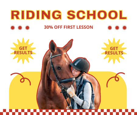 Elite Horse Riding School With Discounted Lesson Facebook Design Template