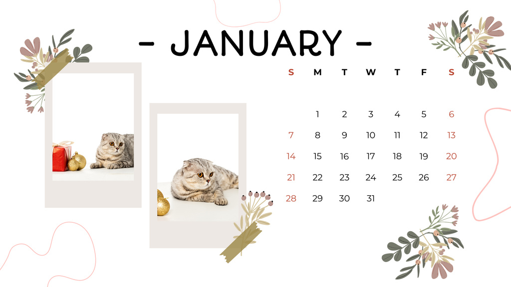 Cute Collage with Adorable Cats Calendar Πρότυπο σχεδίασης