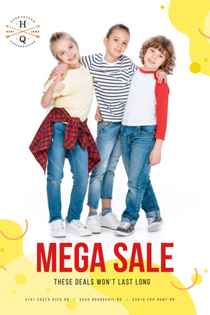 Ontwerpsjabloon van Pinterest van Clothes Sale with Happy Kids