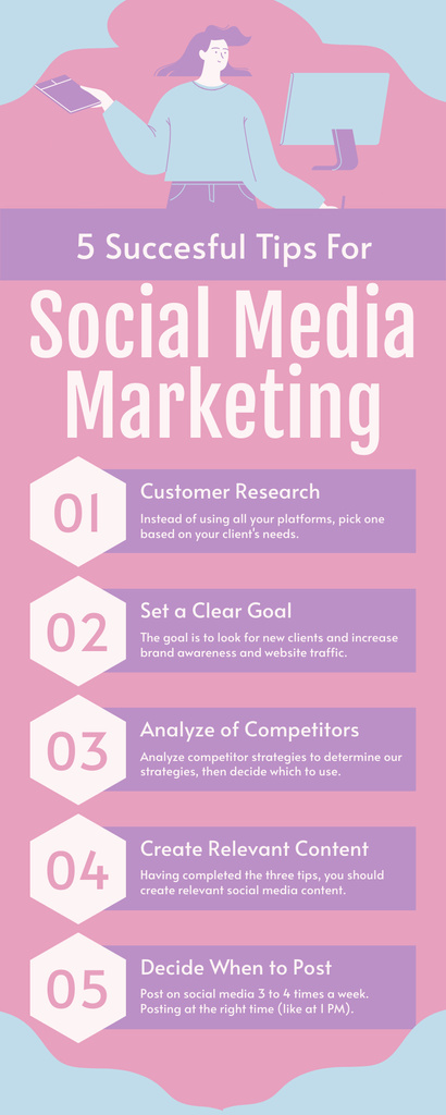 Szablon projektu Successful Tips for Social Media Marketing Infographic