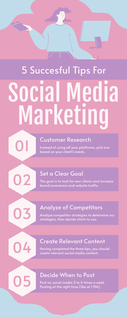 Successful Tips for Social Media Marketing Infographic – шаблон для дизайна