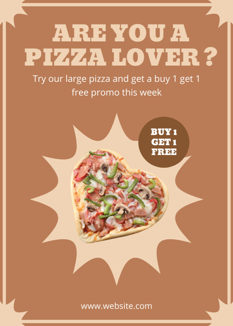 Promotional Offer for Pizza in Shape of Heart Flayer Design Template