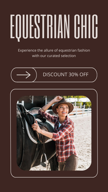 Template di design Equestrian Chic Gear At Discounted Rates Instagram Story