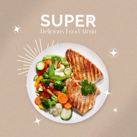 Ontwerpsjabloon van Instagram van Menu Ad with Tasty Dish on Plate