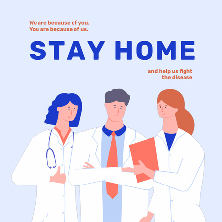 Template di design #Stayhome Coronavirus con il team di medici Animated Post