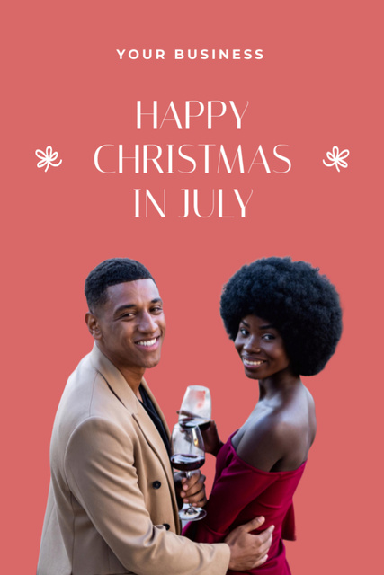 Designvorlage Heartwarming Christmas Congrats in July with Young Happy Couple für Flyer 4x6in