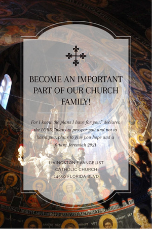 Ontwerpsjabloon van Pinterest van Evangelist katholieke kerk uitnodiging
