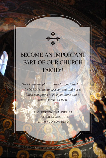 Ontwerpsjabloon van Pinterest van Evangelist Catholic Church Invitation