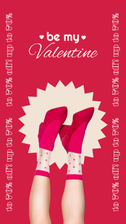 Discount Offer on Valentine's Day with Stylish Shoes Instagram Story Πρότυπο σχεδίασης