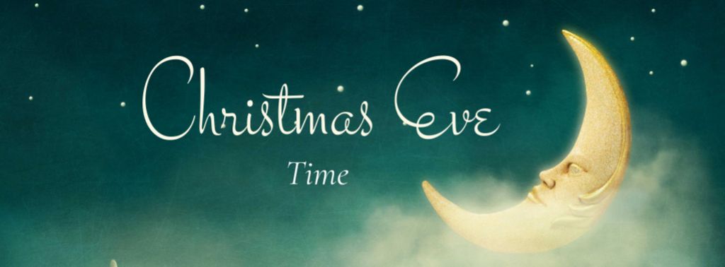 Platilla de diseño Christmas Eve with Sleeping Moon Facebook cover
