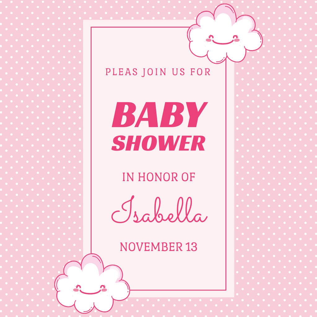 Baby Shower Invitation in Pink Instagram Πρότυπο σχεδίασης