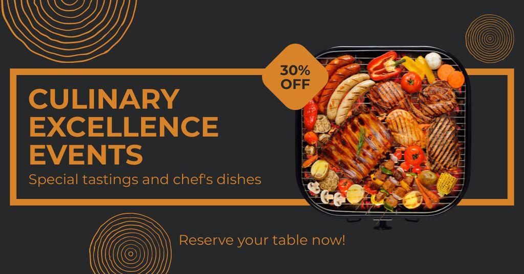 Culinary Events Ad with Tasty Meat Facebook AD Tasarım Şablonu