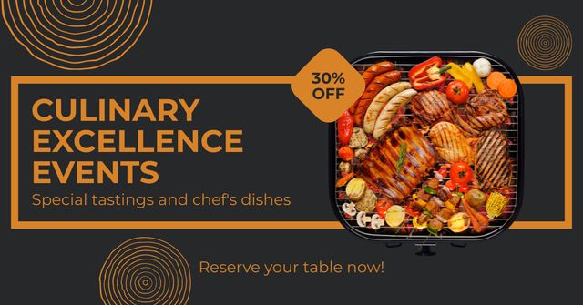 Culinary Events Ad with Tasty Meat Facebook AD Design Template