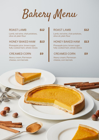 Bakery's List of Pies Offer Menu Design Template