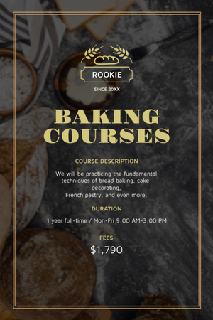 Baking Courses Ad Fresh Croissants and Cookies Flyer 4x6in Design Template