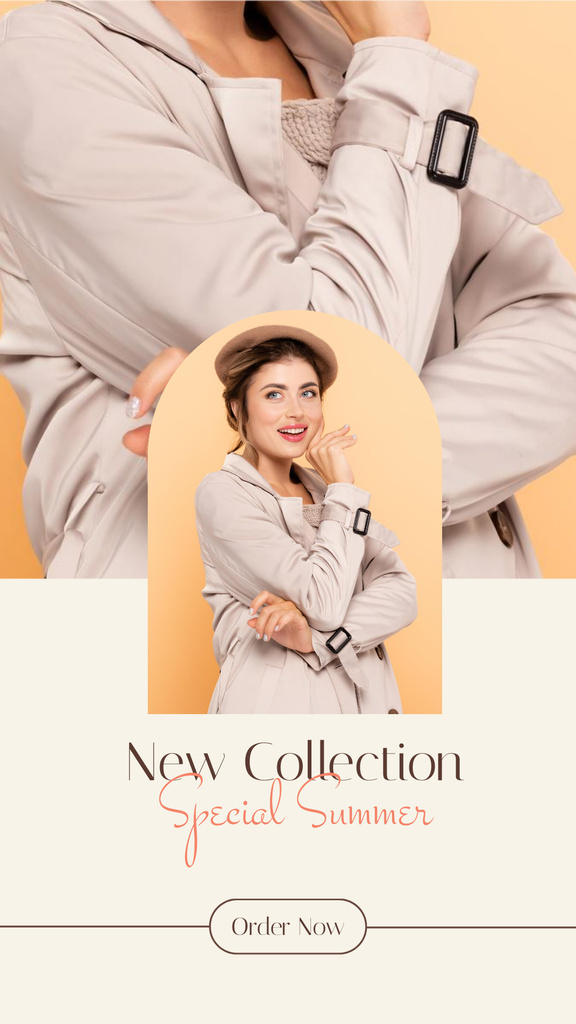 New Collection Ad with Woman in Stylish Outfit Instagram Story Πρότυπο σχεδίασης