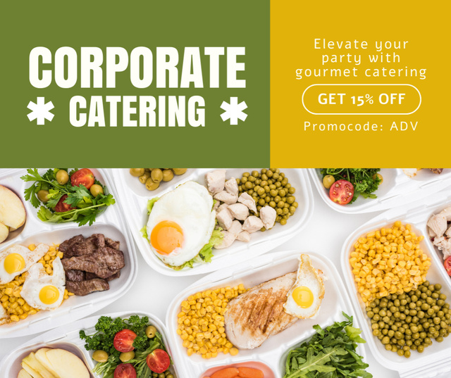 Corporate Catering Services with Delicious Food Facebook Tasarım Şablonu