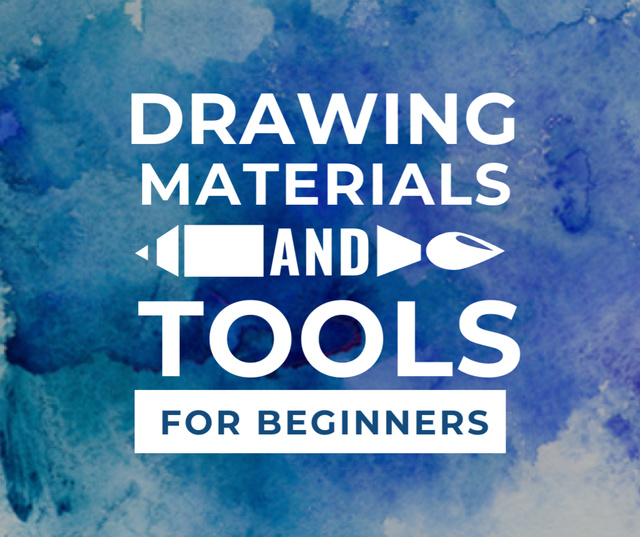 Drawing Materials Watercolor Background in Blue Facebook – шаблон для дизайна