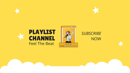 Template di design Canale di playlist musicale da sogno in giallo Youtube