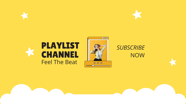 Ontwerpsjabloon van Youtube van Dreamy Music Playlist Channel In Yellow