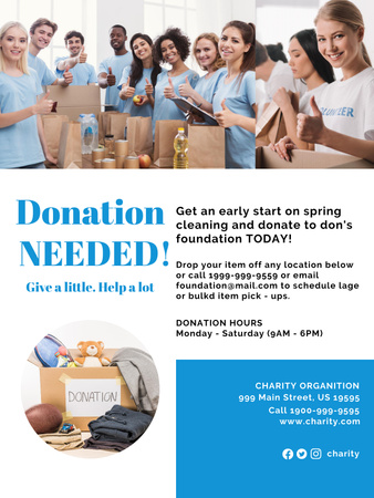 Volunteers Gathering Items for Donation to People in Need Poster US Design Template