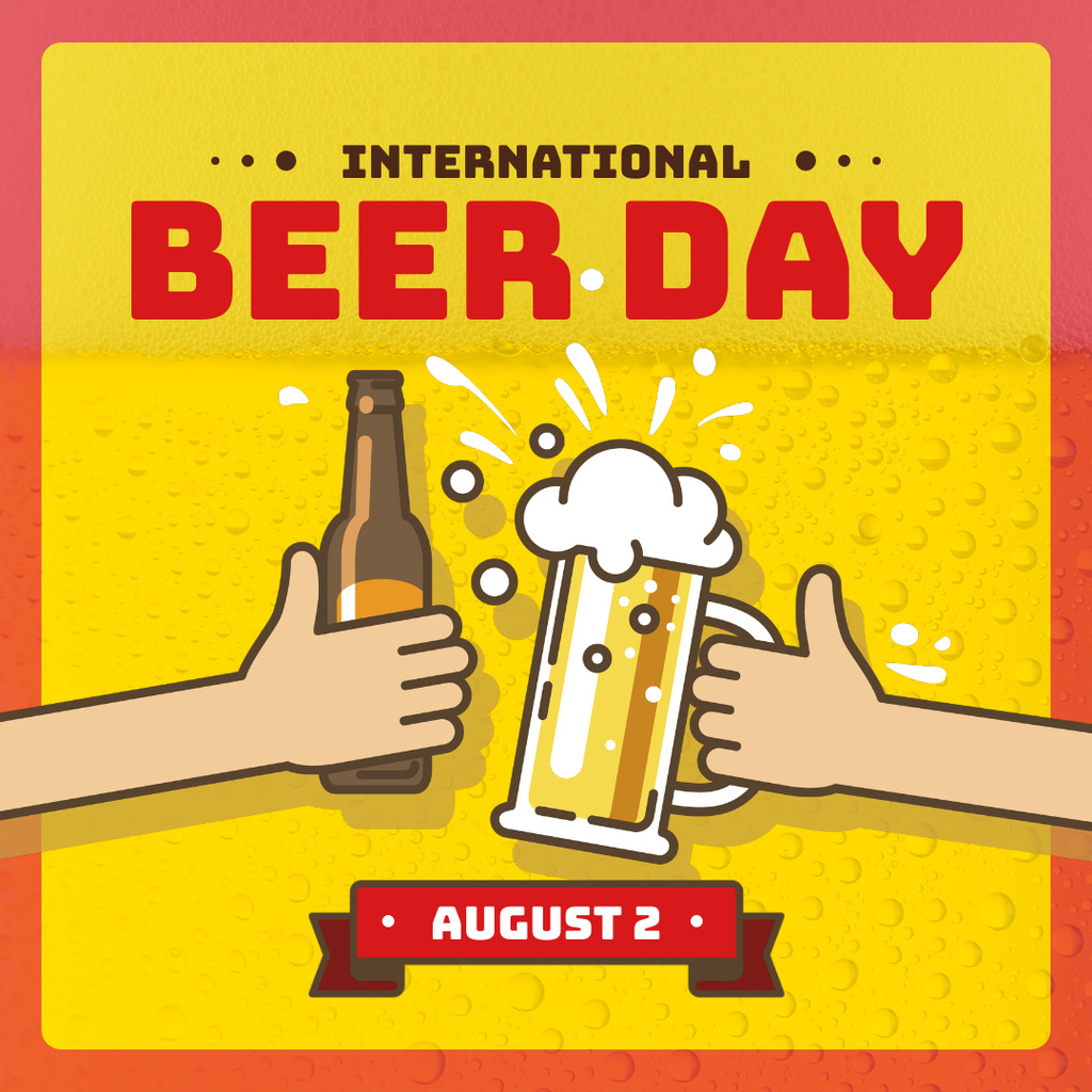 People toasting with beer on Beer day Instagram – шаблон для дизайна